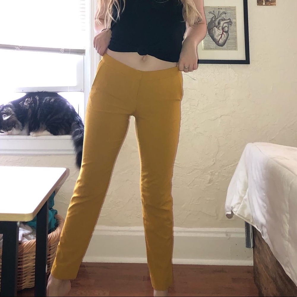 Yellow soft high rise ‘dress’ pants